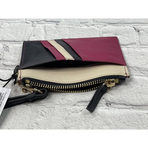 THACKER Amber Anthropologie Maroon Black Credit Card Coin Purse NWT SOLD OUT $68 - Picture 3 of 11